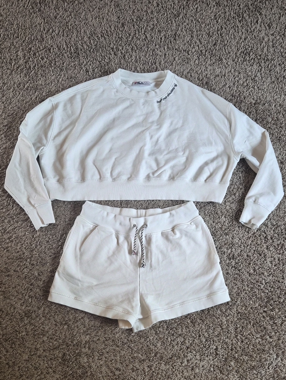 Fila Brush Your Shoulders Off Two Piece Shorts Sweat Set